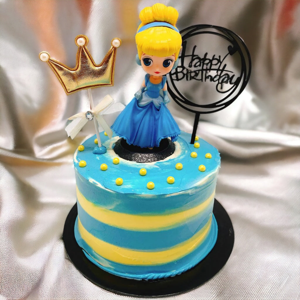 Princess And Castle Cartoon Character Vanilla Sponge Cake