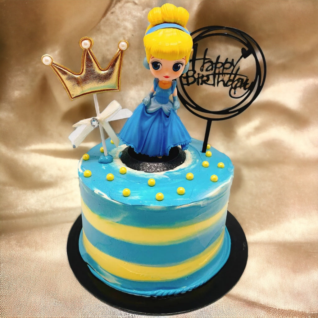Princess And Castle Cartoon Character Vanilla Sponge Cake