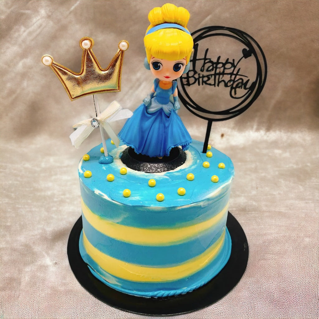 Princess And Castle Cartoon Character Vanilla Sponge Cake