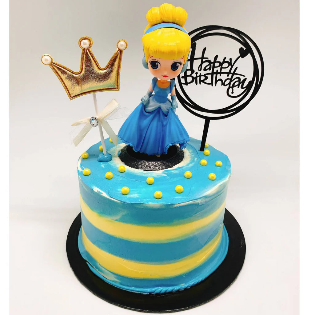 Princess And Castle Cartoon Character Vanilla Sponge Cake